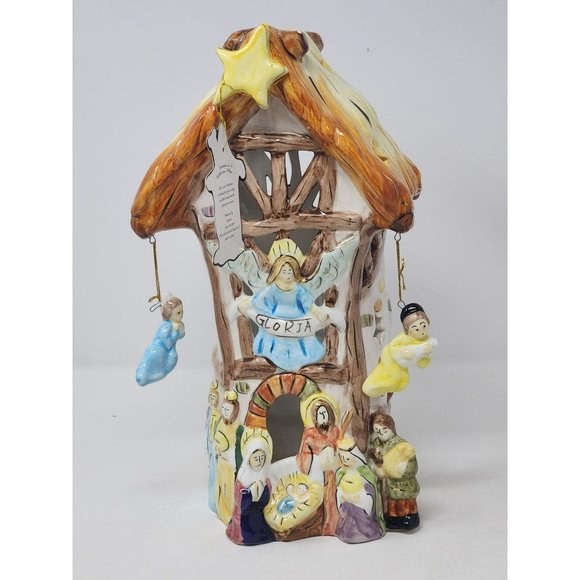 Vintage Porcelain Christmas In Cobblestone Village Nativity Scene - Picture 2 of 16